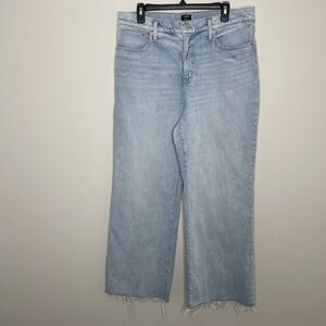 J.CREW Wide Leg Jeans Women 32T Tall Crop Raw Hem BZ060